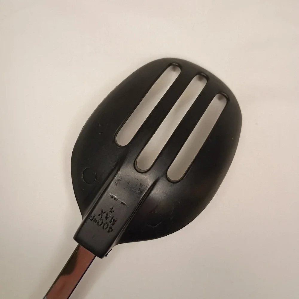 Vtg EKCO Slotted Serving Spoon Black Nylon Stainless Heat Resistant‎ 400'F 12